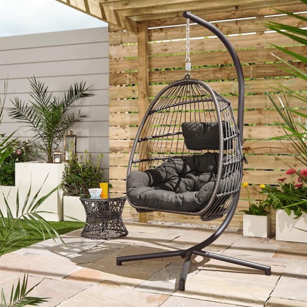 Hampshire Foldable Hanging Egg Chair - Dark Grey