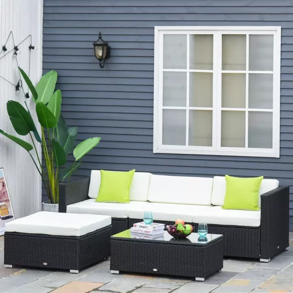 5pc Rattan Wicker Garden Furniture Sofa Set